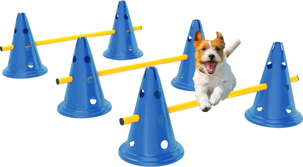 PawHut Set Agility pentru câini, echipament Agility 3 piese pentru dresajul câinilor, set cu 6 conuri, 3 obstacole, geantă de transport | Aosom Romania