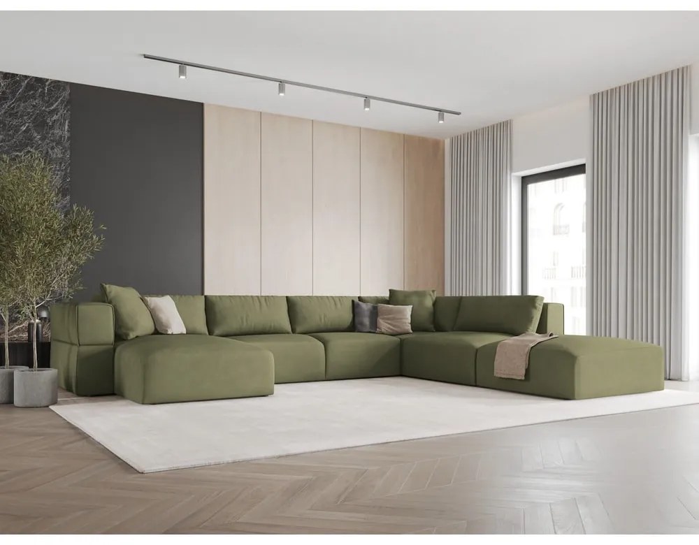 Colțar verde deschis (cu colț pe partea dreaptă/în formă de "U") Esther – Milo Casa