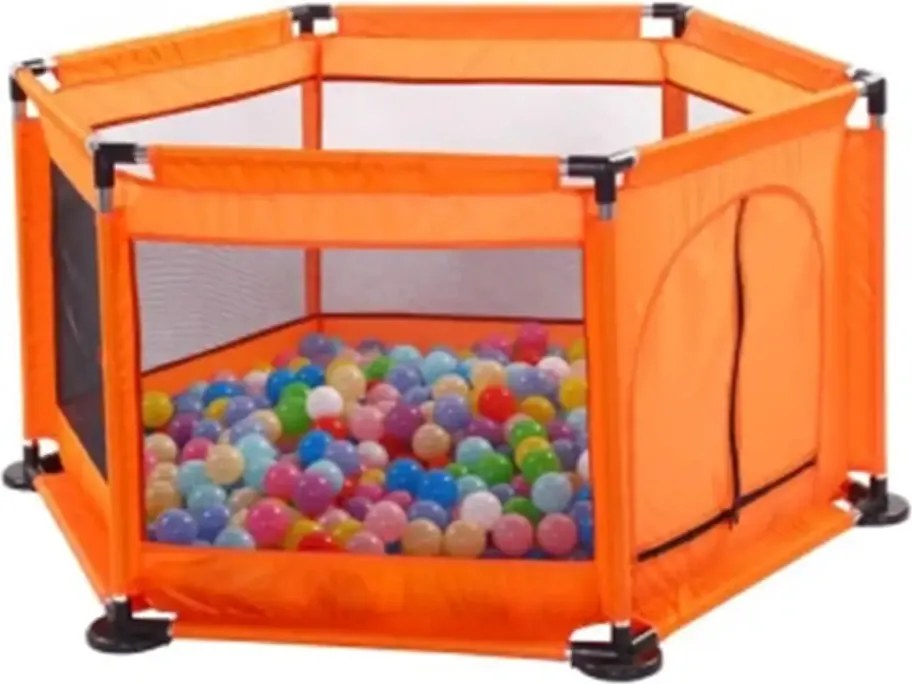 Tarc copii cu 50 de bile colorate, Loc de joaca, Portocaliu, Interior - Exterior