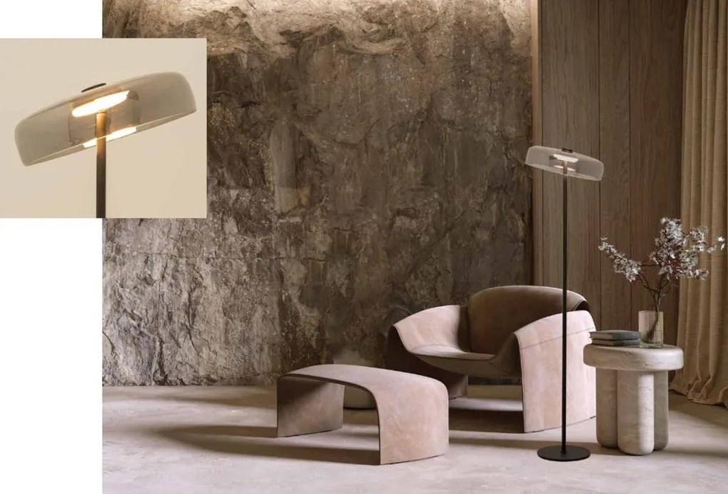 Veioza, Lampa de podea design modern LED DECO negru/ fumuriu