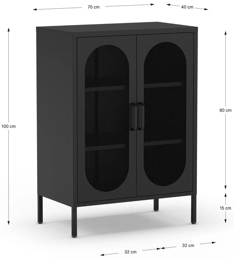 Dulap negru 70x100 cm Diora – Marckeric