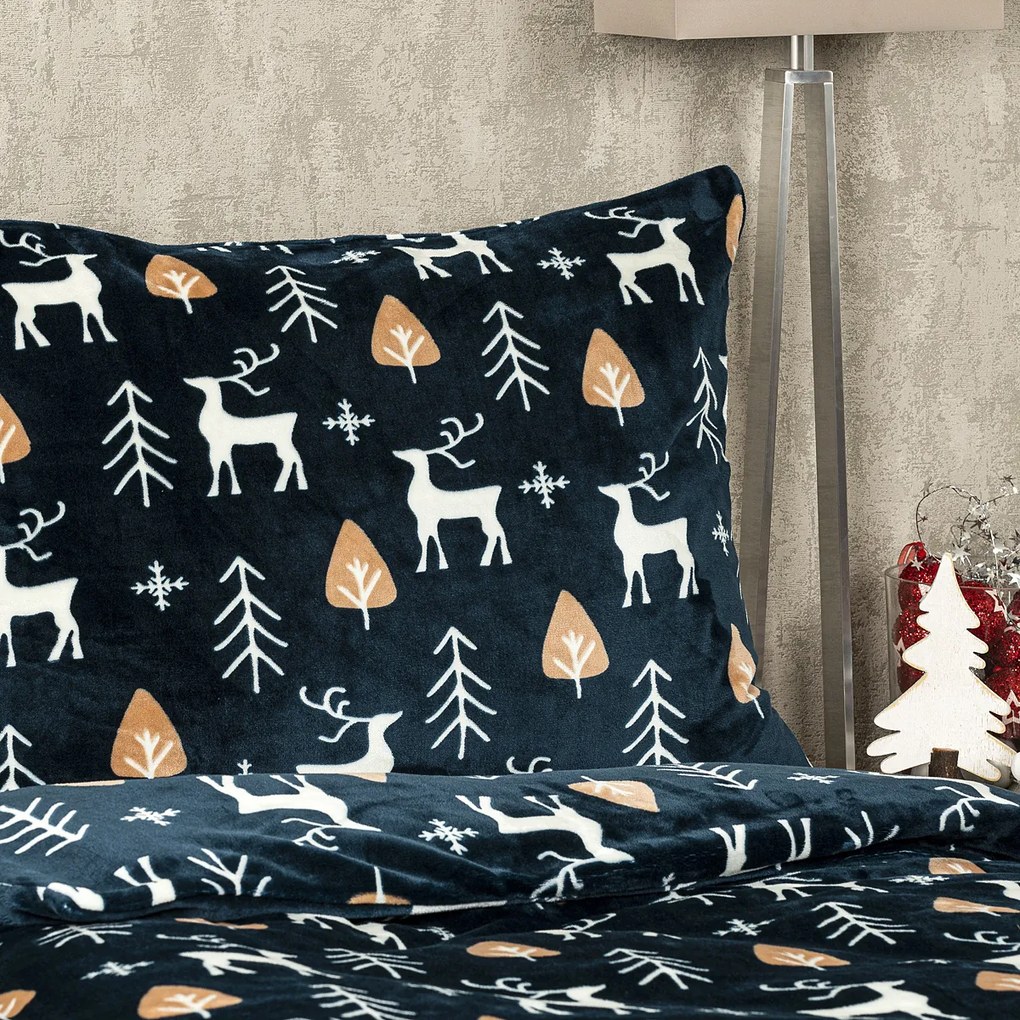 Lenjerie pat 1 pers. 4Home Nordic Deer, microfalnelă, 140 x 200 cm, 70 x 90 cm