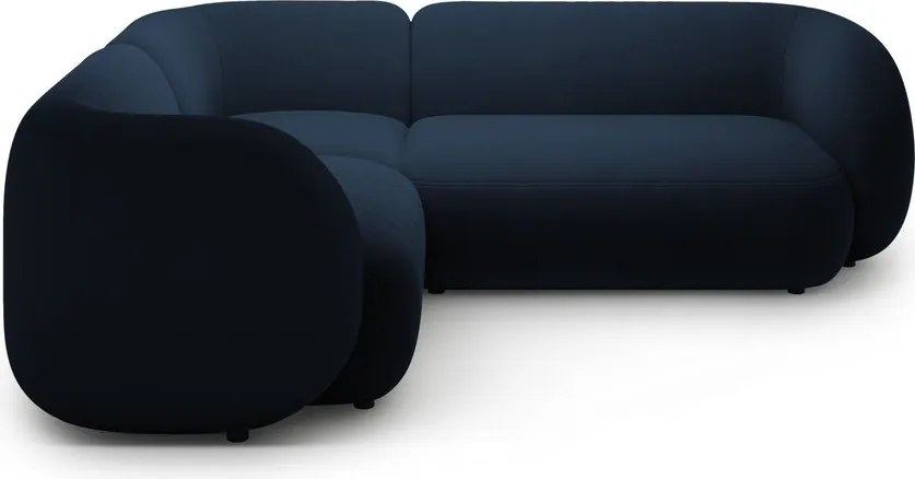 Colțar albastru cu tapițerie din catifea (cu colț pe partea stângă/în formă de ”L”) Kate – Micadoni