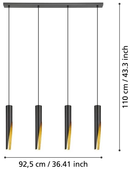 Lustră LED pe cablu Eglo 900873 BARBOTTO 4xGU10/4,5W/230V negru/auriu