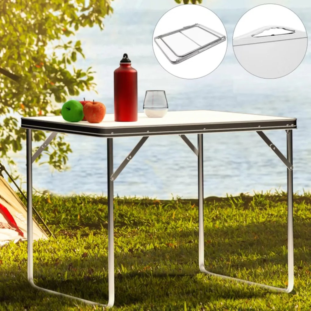 Casaria Masă de camping OMAR pliabilă, 80x60x70 cm, alb/gri