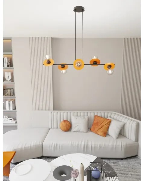 Lustră pe cablu TOKEN 6xE27/15W/230V portocaliu