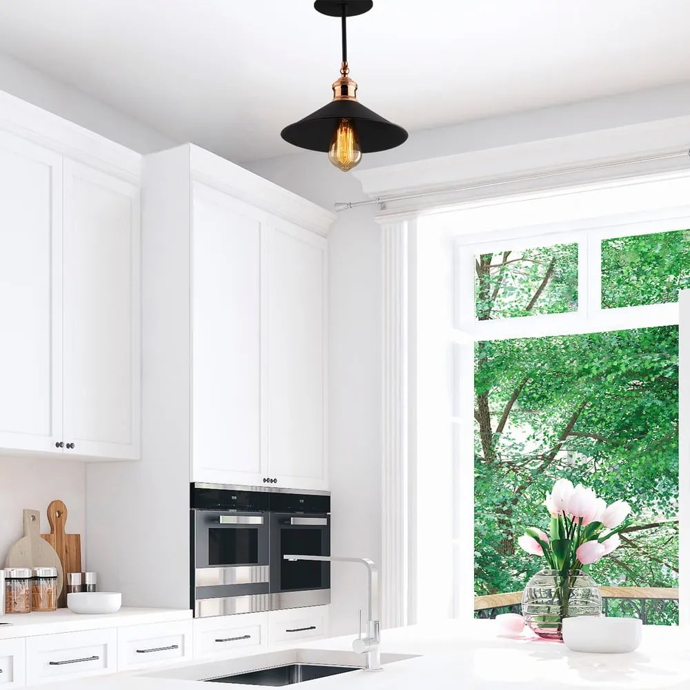 Plafonieră neagră cu abajur din metal ø 24 cm Berceste – Opviq lights