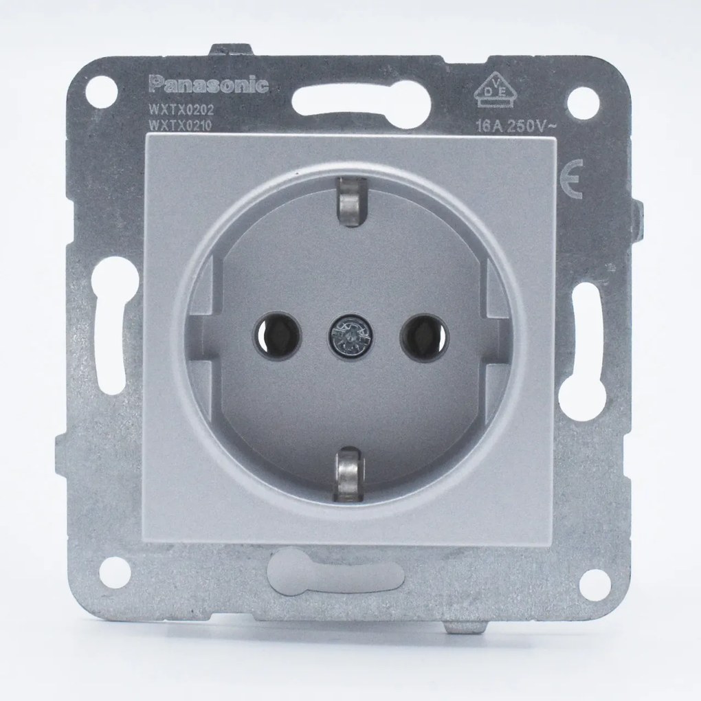 Priza simpla cu impamantare, 16A, IP20, Argintiu, Panasonic Arkedia Slim \ Karre Plus