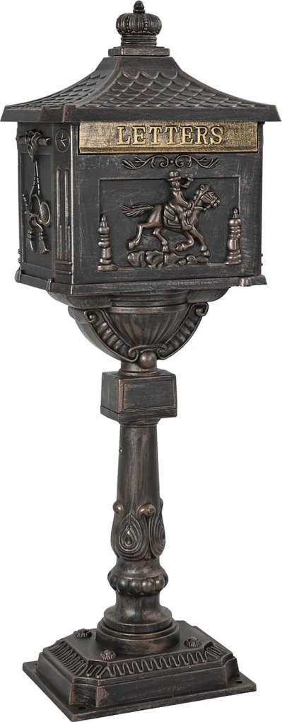 vidaXL Cutie poștală cu suport cu ușă Bronz 42,5 x 29,5 x 117 cm