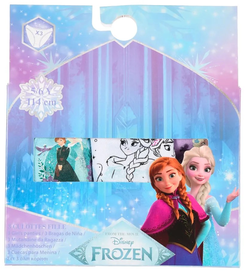 Disney Regatul de gheață Kingdom lenjerie de corp pentru copii, chiloți 3 bucăți/pachet 6/8 ani