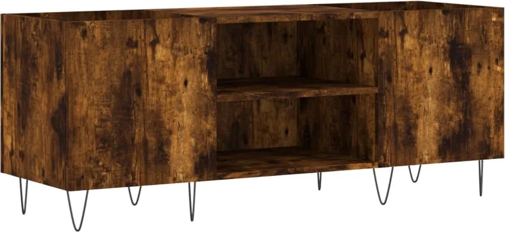 vidaXL Dulap pentru discuri stejar afumat 121x38x48 cm, lemn prelucrat