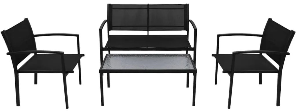 42162 vidaXL Set mobilier de grădină, 4 piese, negru, textilenă