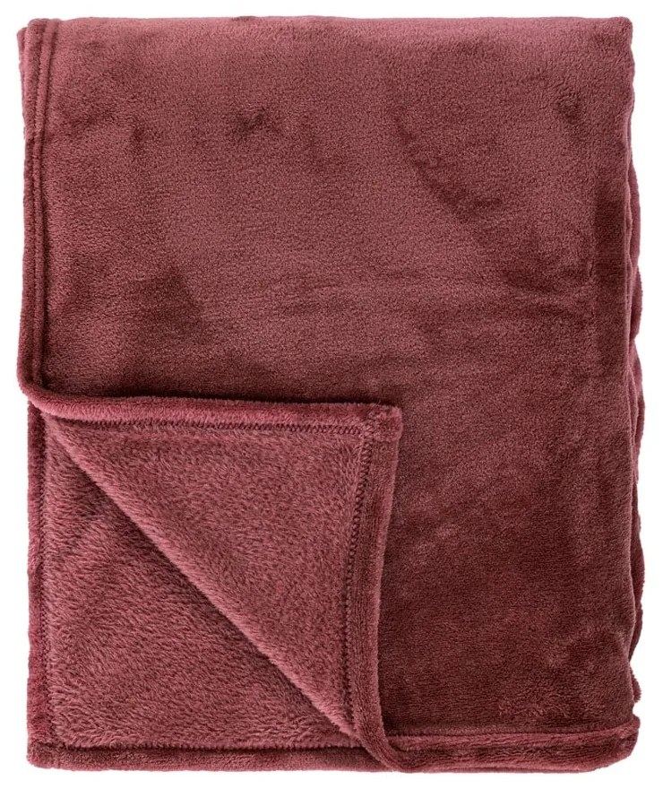 Cuvertură burgundy din micropluș pentru pat dublu 220x240 cm Cosy – Tiseco Home Studio