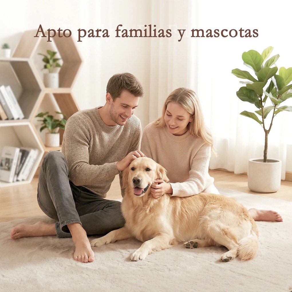 HOMCOM Covor Living 160x230 cm Lavabil la Mașina de Spălat Fire Lungi Stil Modern Covoraș pentru Camera de Zi Dormitor Crem | Aosom Romania