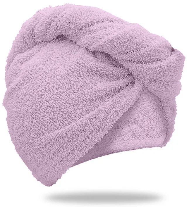 Prosop turban violet deschis cu uscare rapida, 100% bumbac