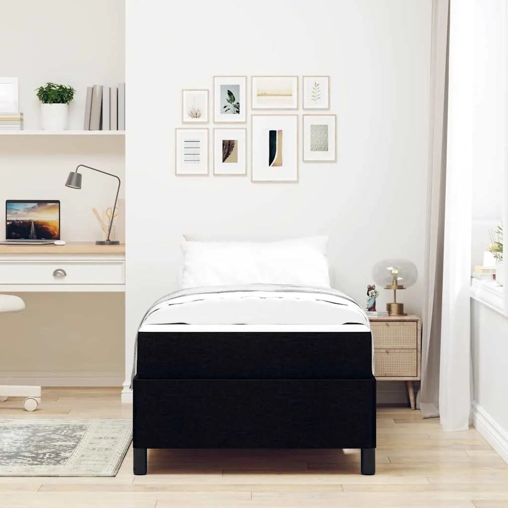 vidaXL Pat cu arcuri Negru, Negru 90 x 190 cm