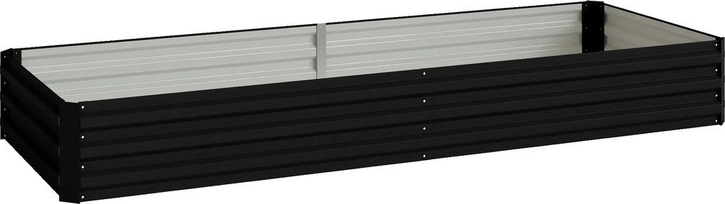 Outsunny Pat de grădină dreptunghiular jardiniere exterioară 241 x 90,5 x 30 cm tablă de oțel ondulată negru | Aosom Romania