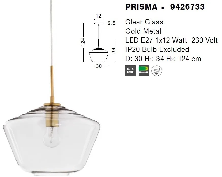 Lustra, Pendul design modern PRISMA, 30cm
