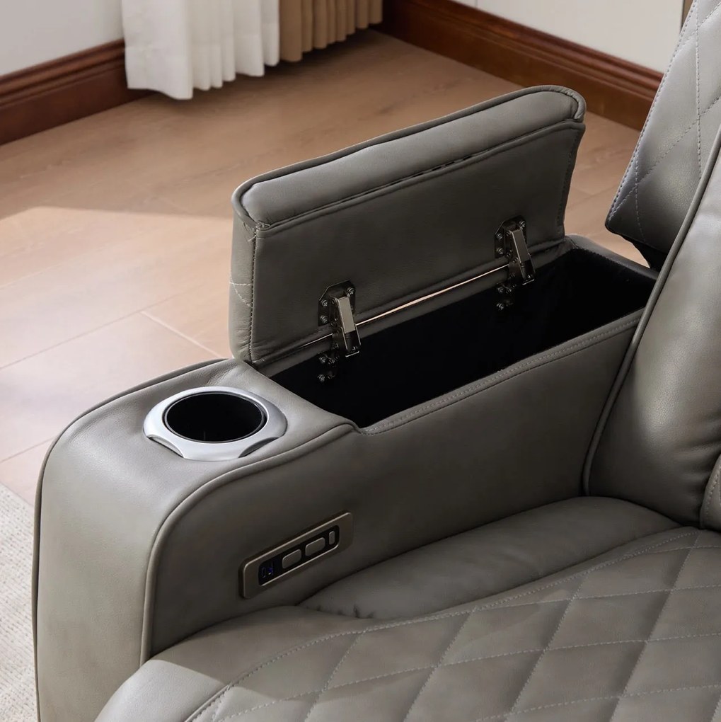 Set canapele dumonde 3+2+1, reclinere electrice, incarcare wireless, USB-C, suport pahare incalzite, lumini LED Selvar