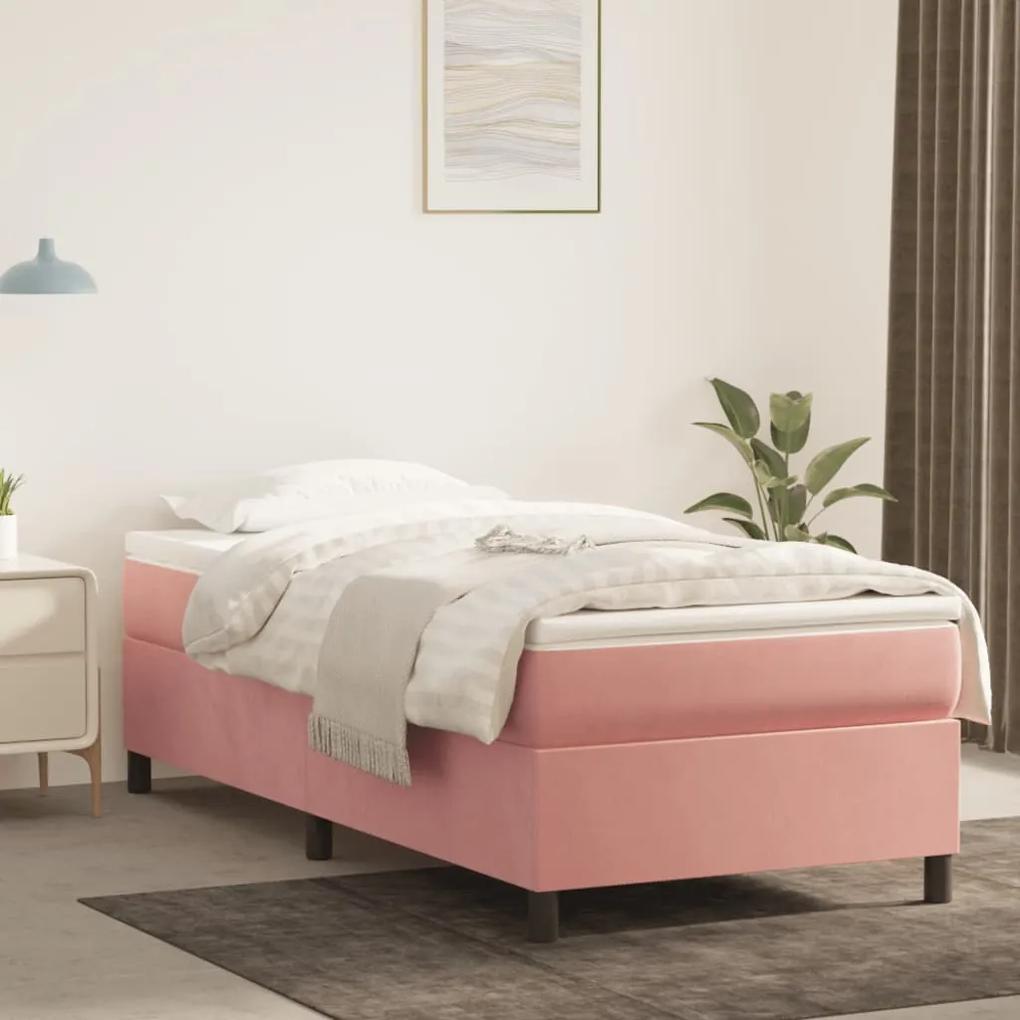 3121101 vidaXL Cadru de pat, roz, 90x200 cm, catifea