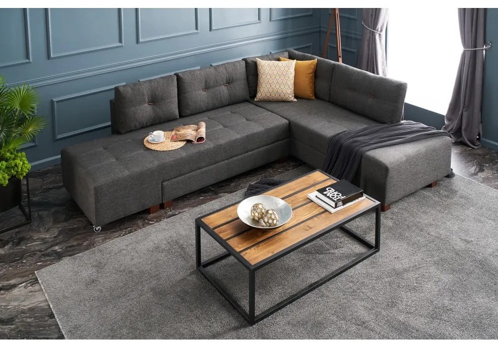 Colțar gri închis extensibil (colț pe partea dreaptă) Manama – Balcab Home