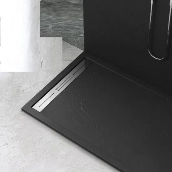 Cadita Baie Din SMC , Smack , 100 X70 Cm, Cu Sifon, Negru LS