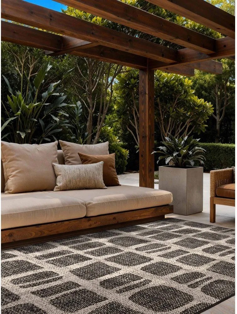 Covor pentru exterior și interior negru/crem 120x170 cm Haringey Ruskin – Ted Baker