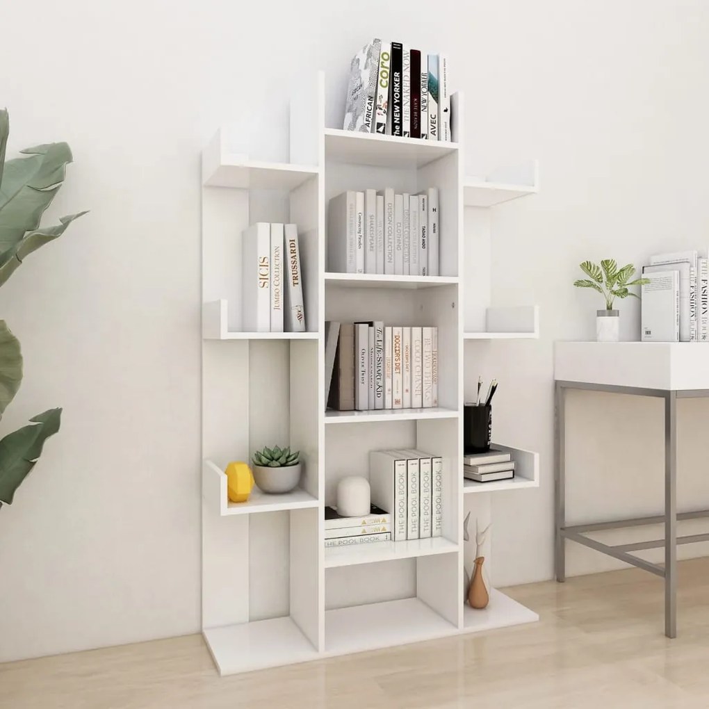 808900 vidaXL Bibliotecă, alb, 86x25,5x140 cm, PAL