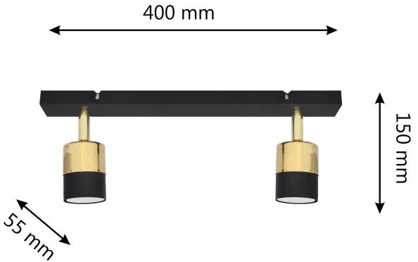 Spot LED TUBSSON 2xGU10/4,8W/230V negru/auriu