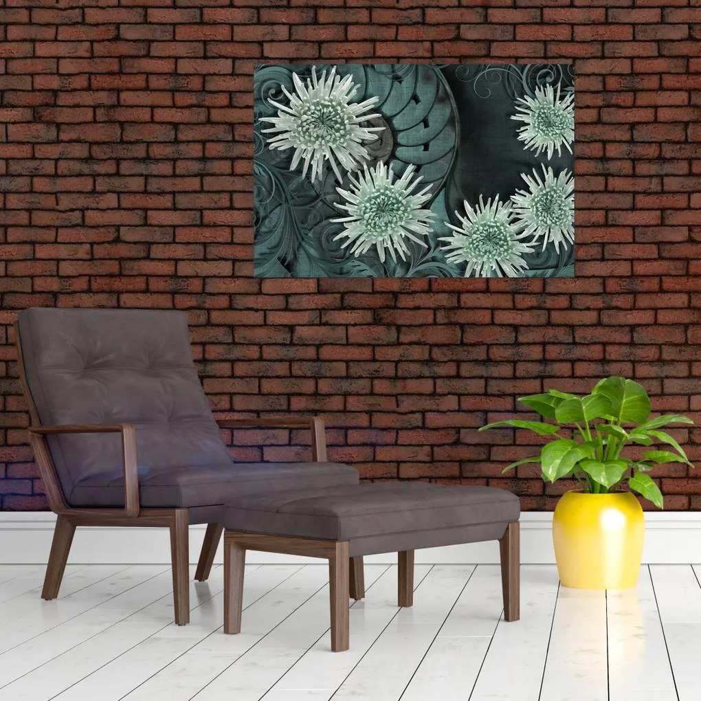 Tablou - Flori verzi (90x60 cm)