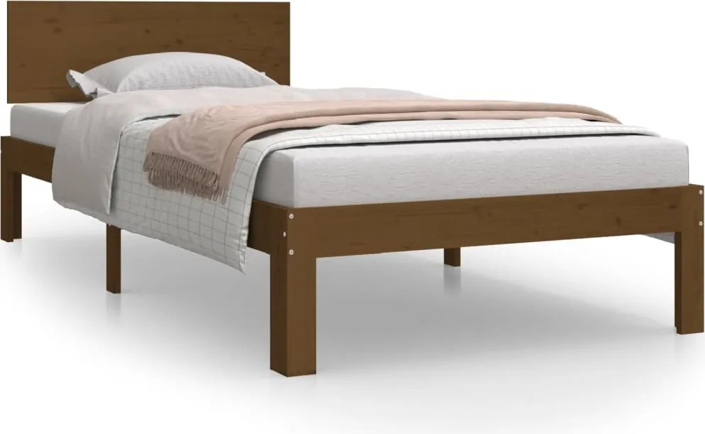 vidaXL Cadru de pat, maro miere, 90x200 cm, lemn masiv de pin