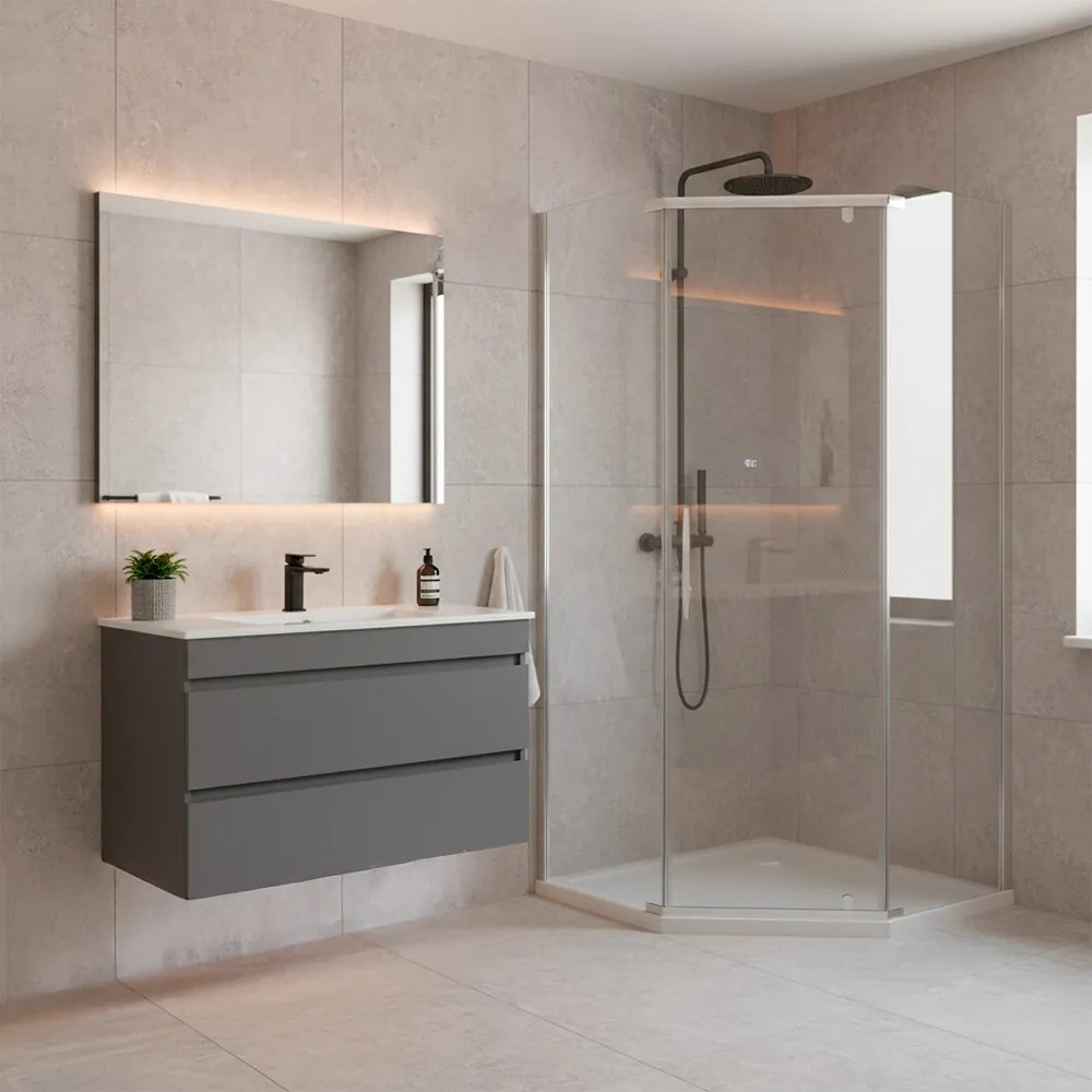 Celtic 100x100 cm cabină de duș pentagonală cu tavă de duș