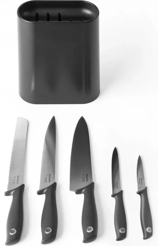 Set 5 cutite Brabantia Tasty+ 1001177, Otel calit, Rezistent la zgarieturi si coroziune, Gri inchis