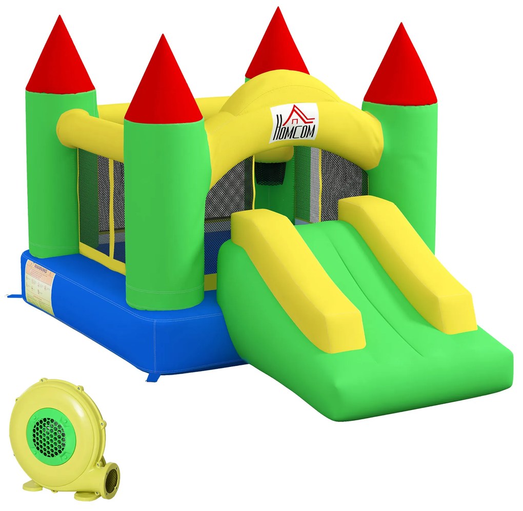 HOMCOM Castel gonflabil cu tobogan și plasă de siguranță, până la 100 kg, 3-10 ani, 300x180x160cm | Aosom Romania