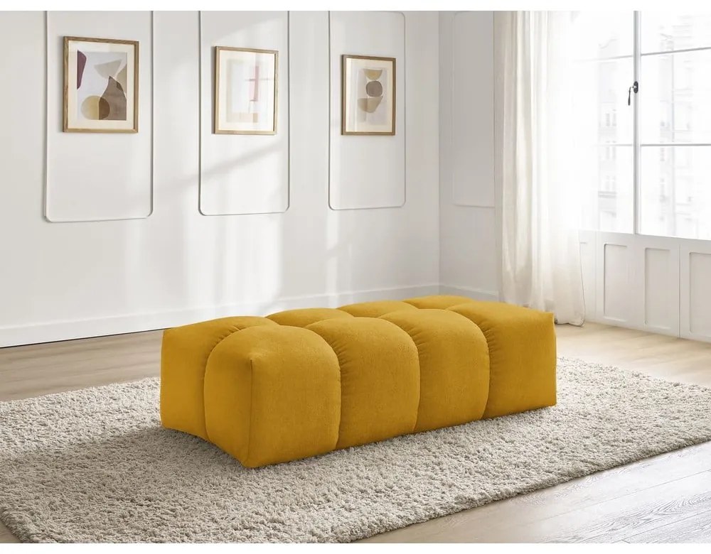 Taburet galben muștar cu tapițerie din chenille Everest – Bobochic Paris