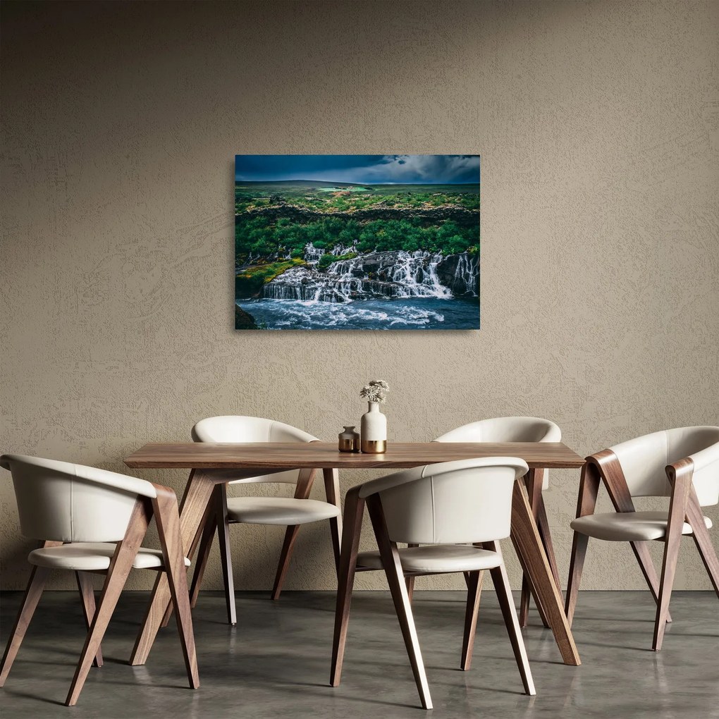Tablou pe sticlă cu cascade în natură (70x50 cm)