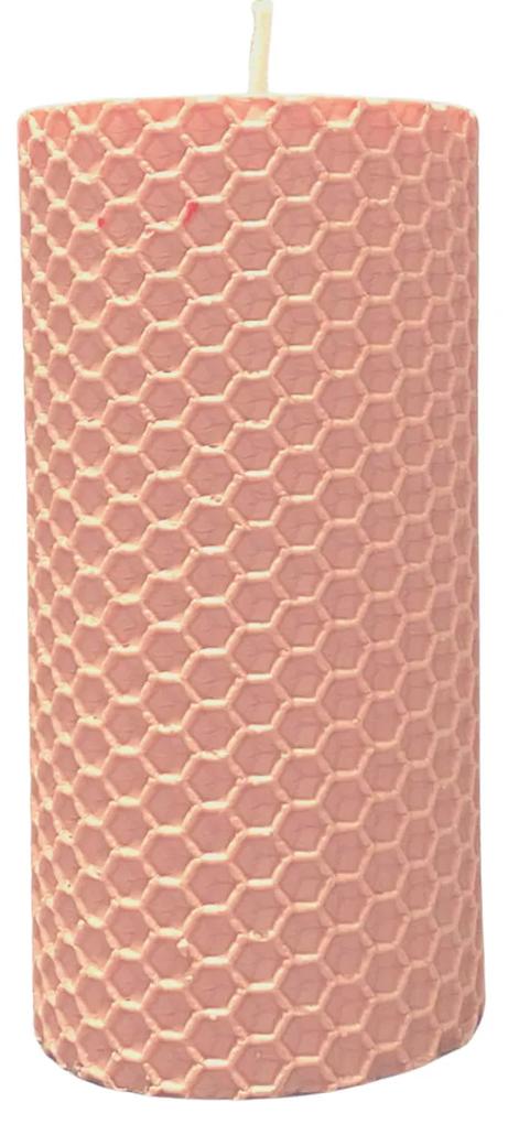 Lumanare Marturie  din Ceara de Albine naturala tip fagure colorat - Roz pudra 3,5 cm, 10 cm, Roz pudra