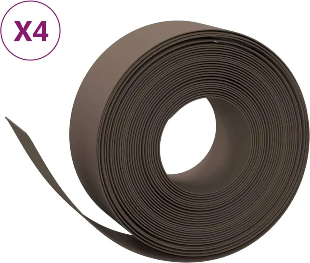 vidaXL Borduri de grădină, 4 buc, maro, 10 m 20 cm, polietilenă
