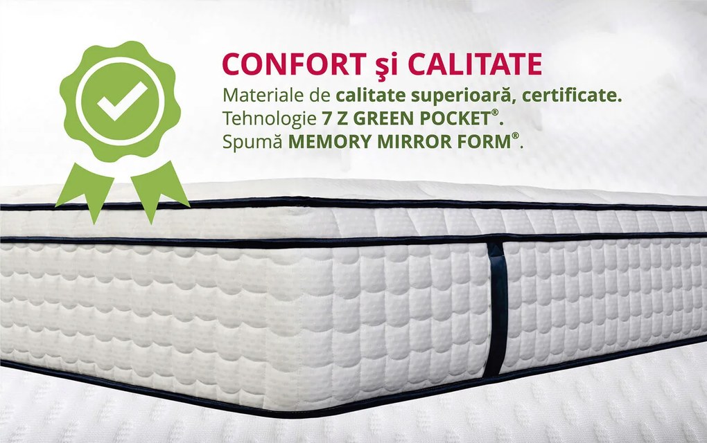 Saltea Ortopedica Arizona, 140x190 cm, H 35 cm, Arcuri Pocket, spuma Memory, 7 Zone de Confort