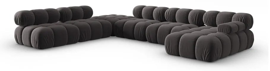 Canapea gri închis cu tapițerie din catifea 379 cm Bellis – Micadoni Home