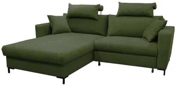 Colțar extensibil HORTA, cu spațiu de depozitare, în formă de L, versiune stânga, verde