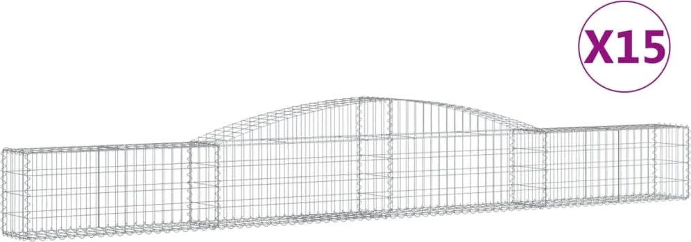 vidaXL Coșuri gabion arcuite 15 buc, 400x30x40/60 cm, fier galvanizat