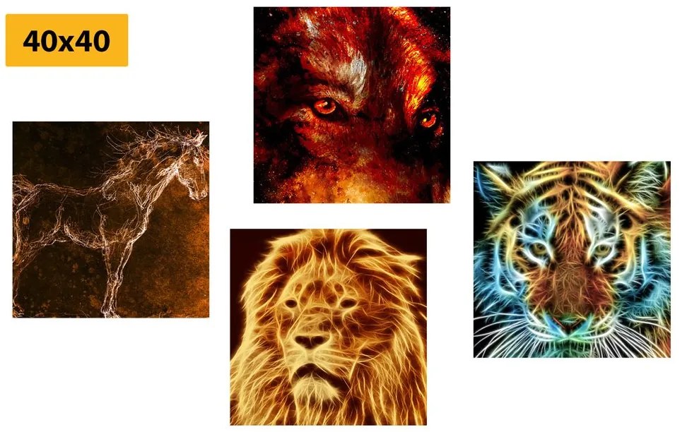 Set tablouri abstracție de animale misterioasă