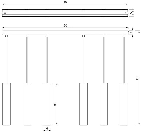 Lustră pe cablu RAITO 6xGU10/8W/230V alamă