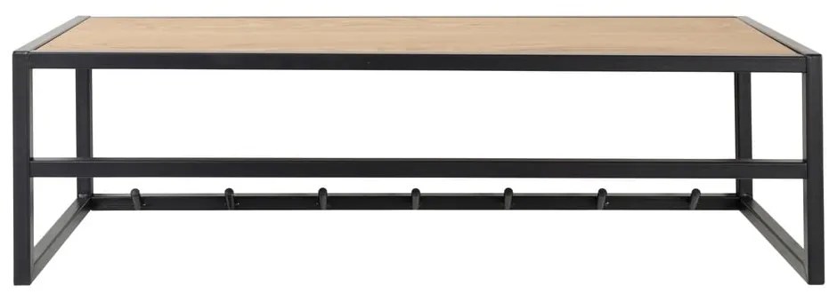 Cuier de perete negru/în culoare naturală cu raft cu aspect de lemn de stejar Seaford – Actona