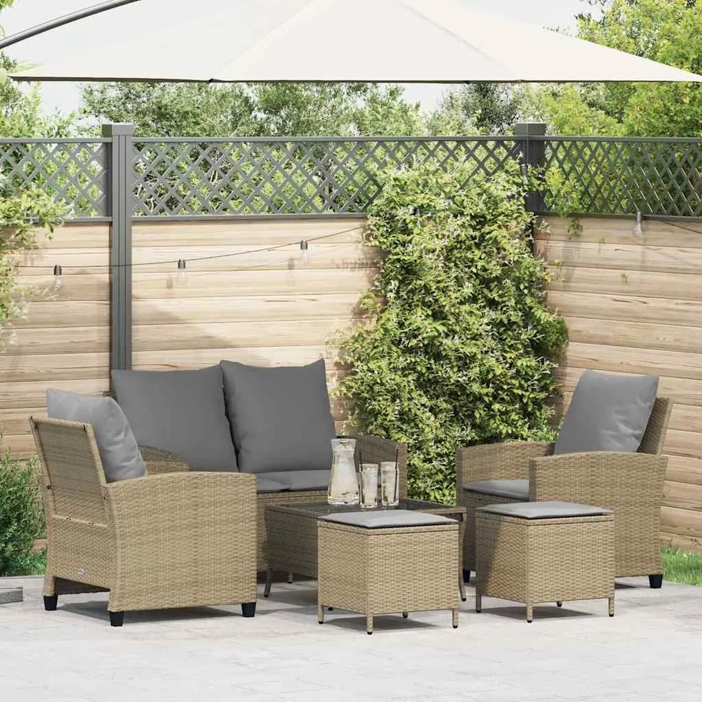 vidaXL Set canapele de grădină cu perne, 6 piese, bej, poliratan
