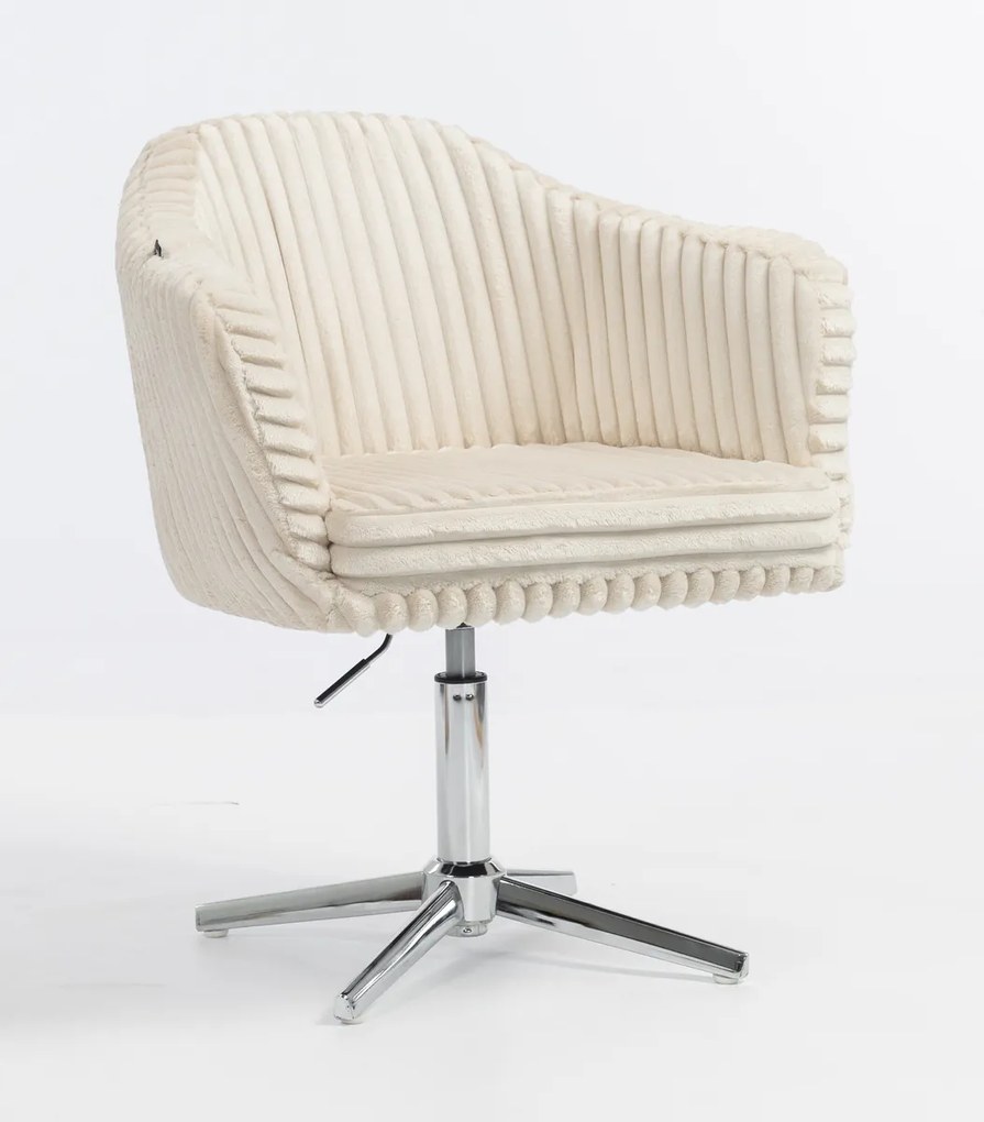 HR832CROSS Scaun Cappuccino Teddy Cord cu Bază Cromata