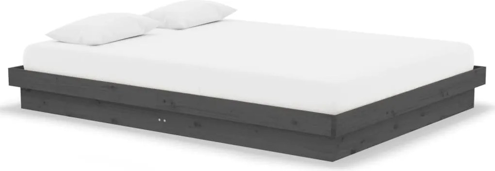 vidaXL Cadru de pat, gri, 140x190 cm, lemn masiv