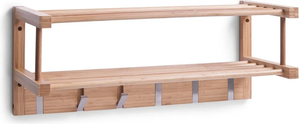 Raft din bambus pentru haine, suport + cârlige, ZELLER