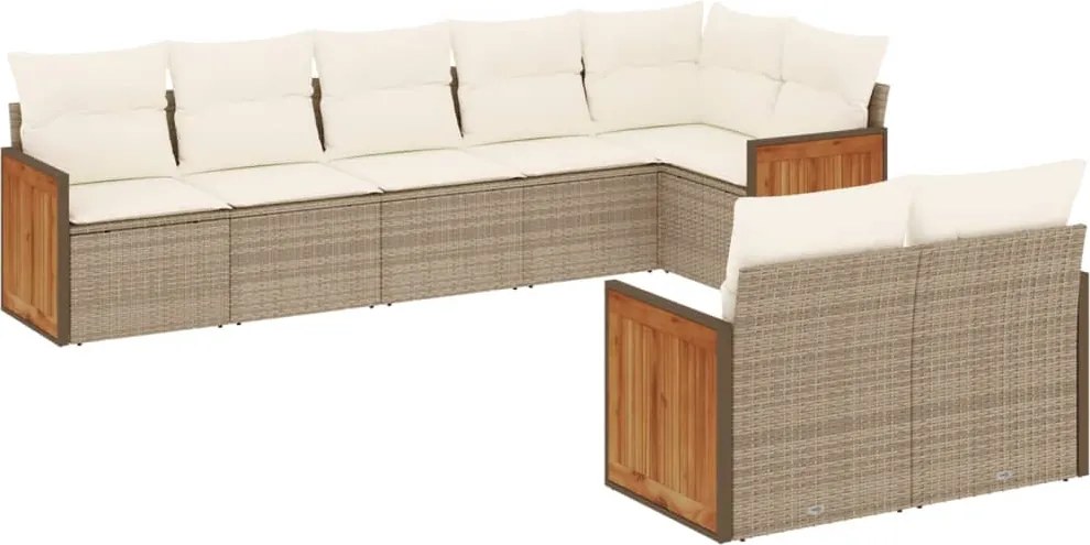 vidaXL Set canapele de grădină, 8 piese, cu perne, bej, poliratan